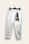 Soft trousers with keychain gadget, elastic waist
