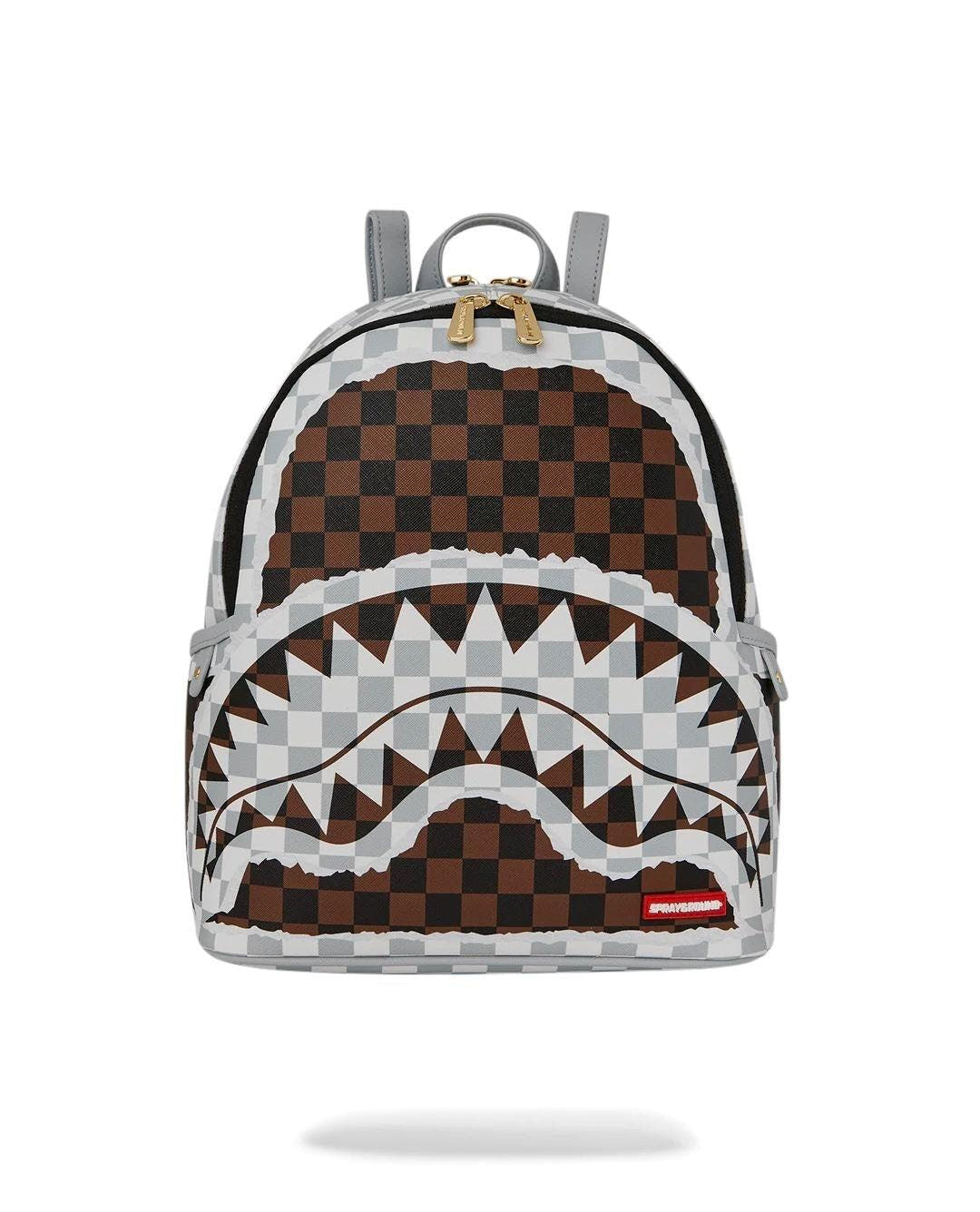 CREAM BROWN TEAR CHECK SAVAGE BACKPACK 