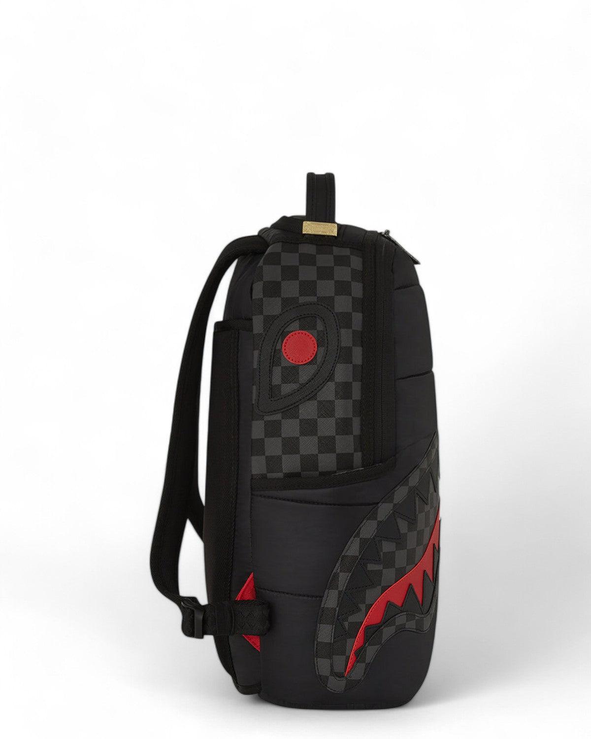 BLACK PUFFER GREY CHECK U BACKPACK 
