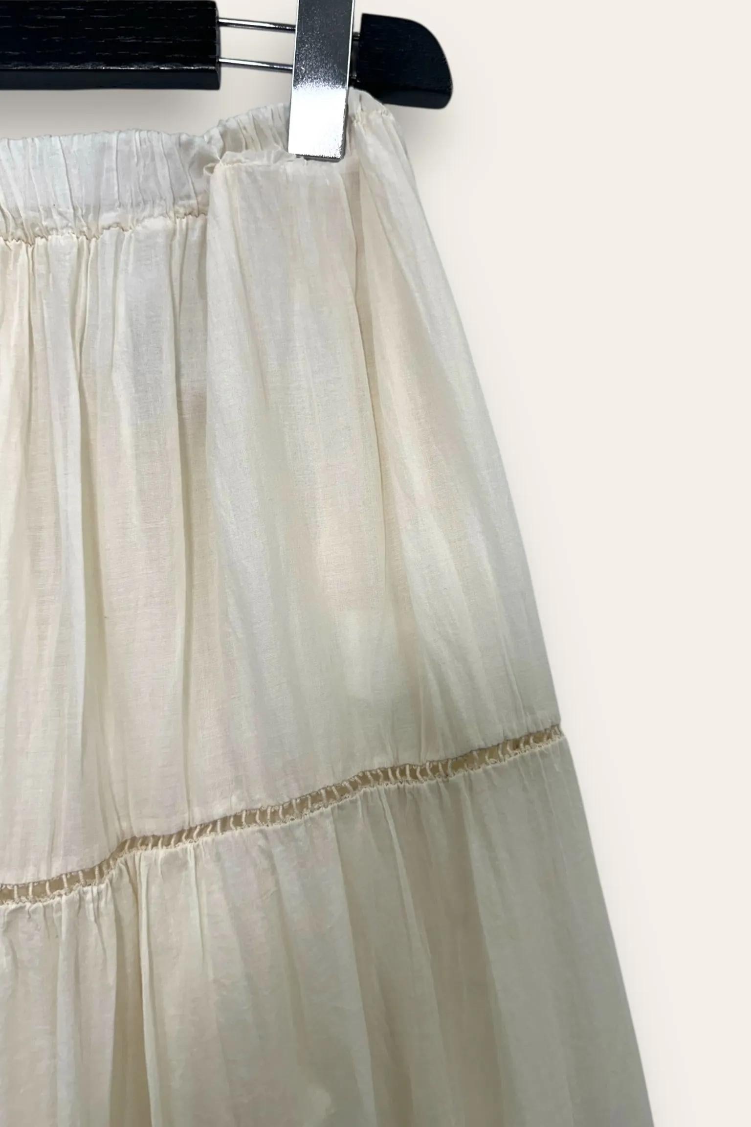 Gonna a balze in mussola di cotone con pizzo al fondo 