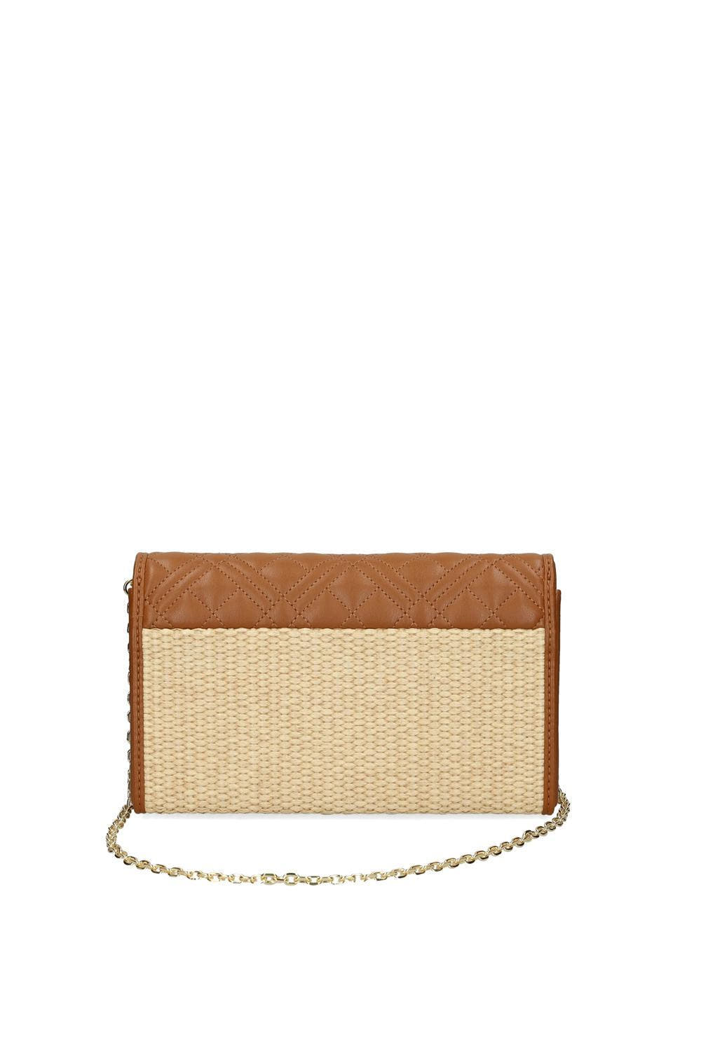 BORSA STRAW+QUILTED PU CUOIO 