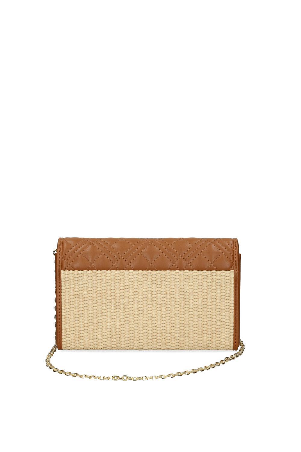 BORSA STRAW+QUILTED PU CUOIO 