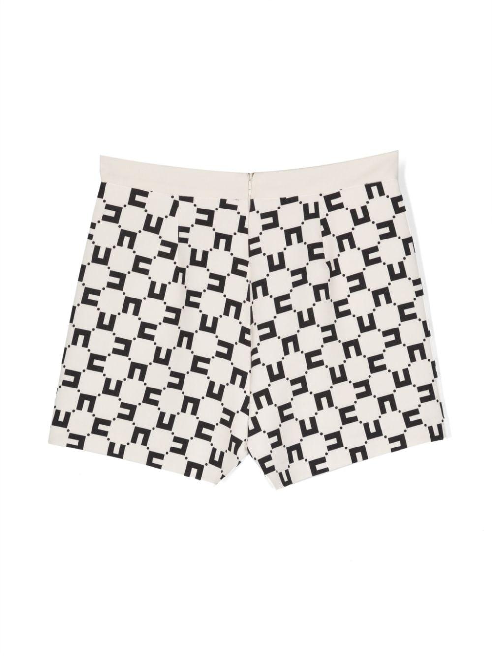SHORTS DOPPIO CREPE STAMPA LOGO CUBICO BURRO/NERO EFBE062 0 GA008/D027 ELISABETTA FRANCHI La Mia Bambina