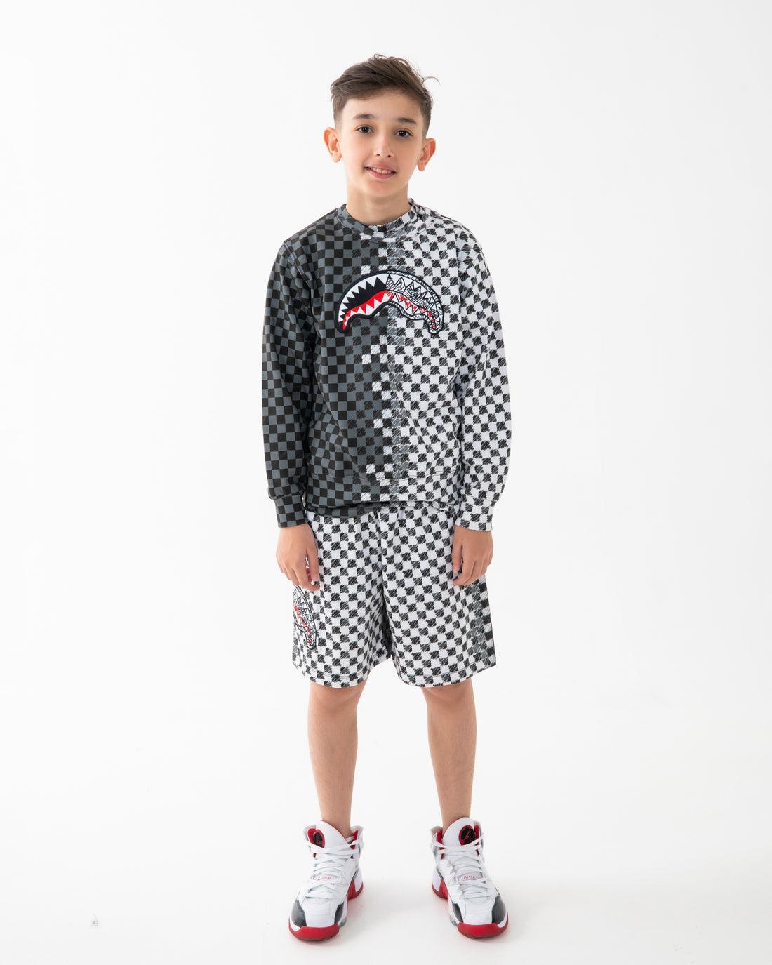 CHECKERED SKETCH REGULAR CREWNECK 
