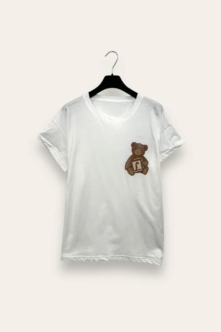 T-shirt con stampa orsacchiotto VB-10783/Bianco LOVEme