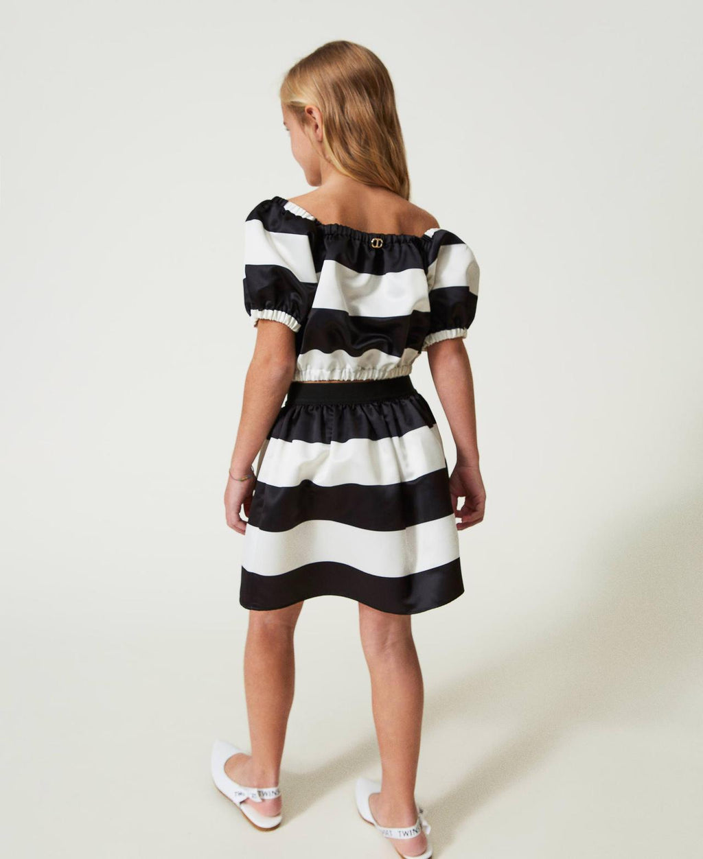 BLUSA IN RASO STAMPA RIGHE 