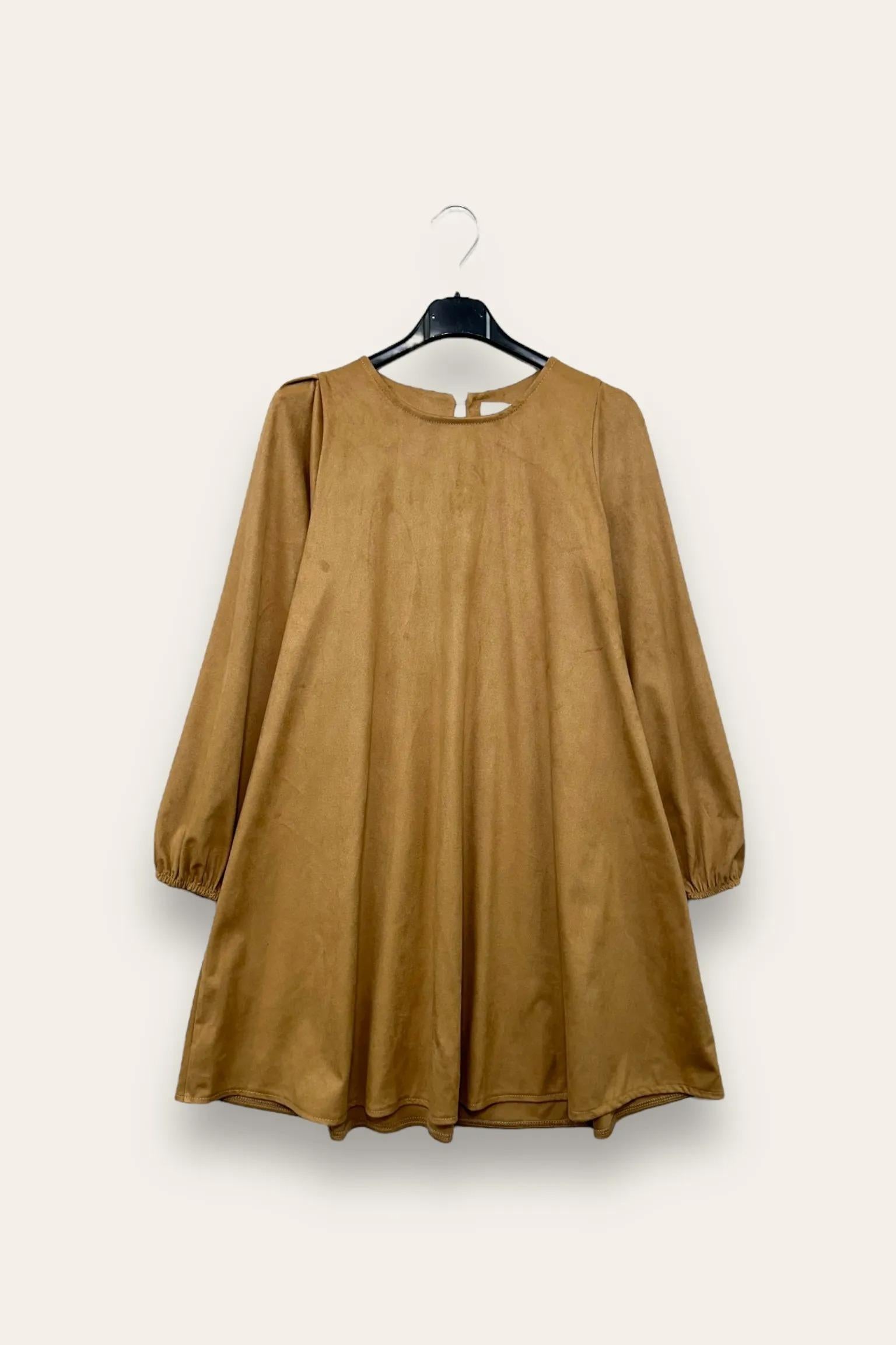 Abito in dainetto con bottone dietro JW-10732/Cammello LOVEme