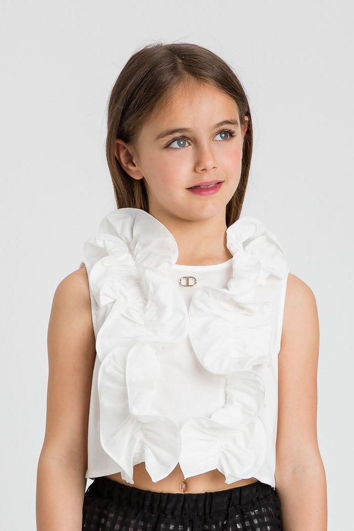 TOP CON ROUCHES SUL DAVANTI IN POPELINE 241GJ2121/11271 TWINSET