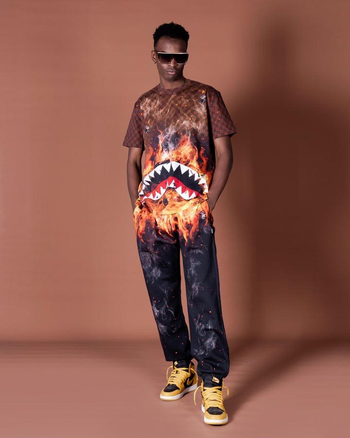 SHARK ON FIRE PANTS BLACK 