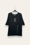 LOVEme Maglia ampia mezza manica con spacco, misto lino