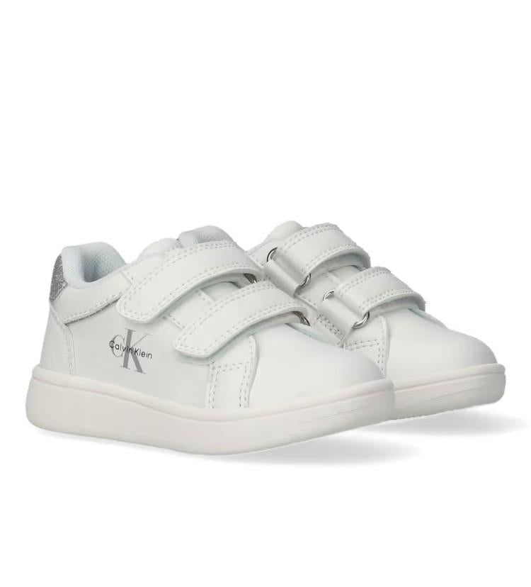 SNEAKER BASSA VELCRO BIANCO/ARGENTO 