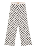 ELISABETTA FRANCHI La Mia Bambina PANTALONE DOPPIO CREPE STAMPA LOGO CUBICO BURRO/CEDRO