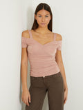 GUESS SS EMILY SHINY RIB TOP