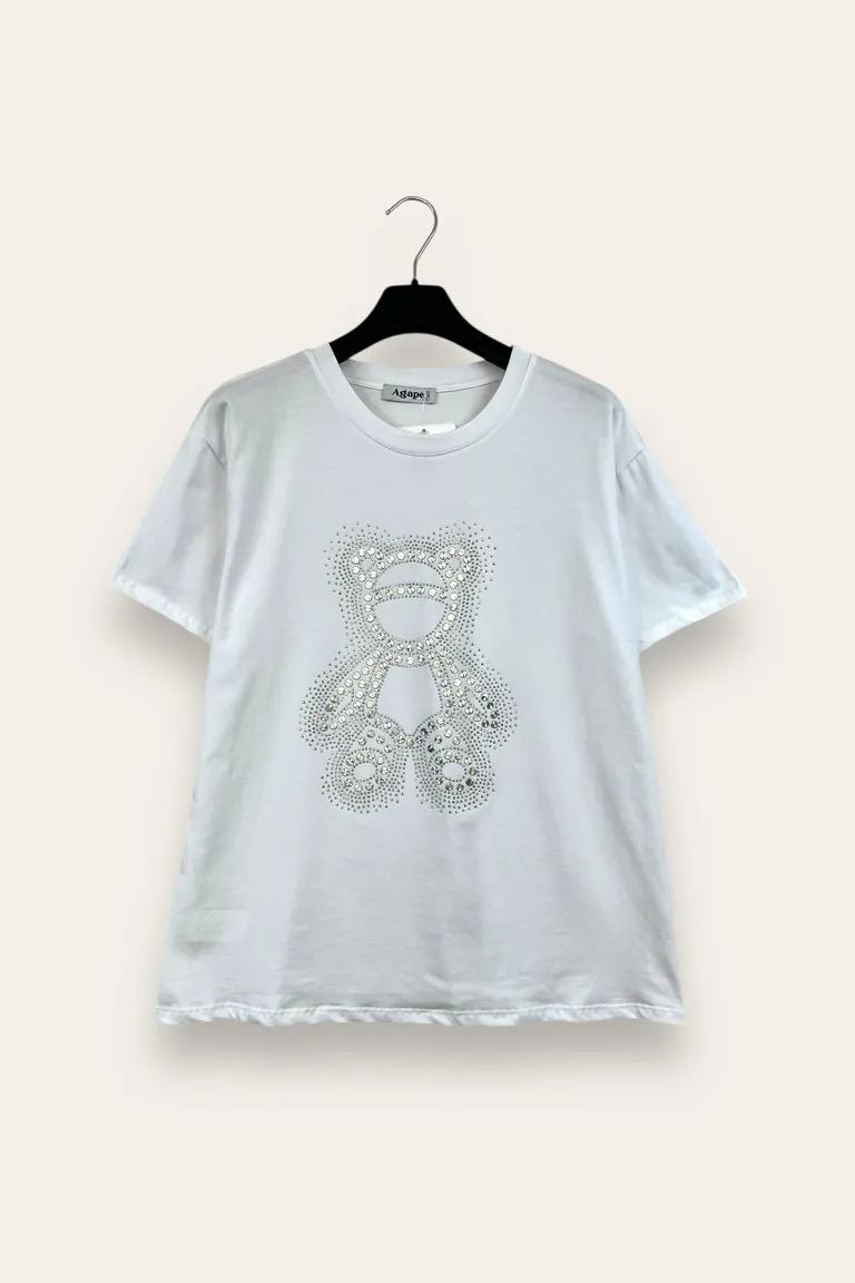 T-shirt orso con strass 