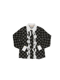CAMICIA IN GEORGETTE STAMPA LOSANGA CON ROUCHES 