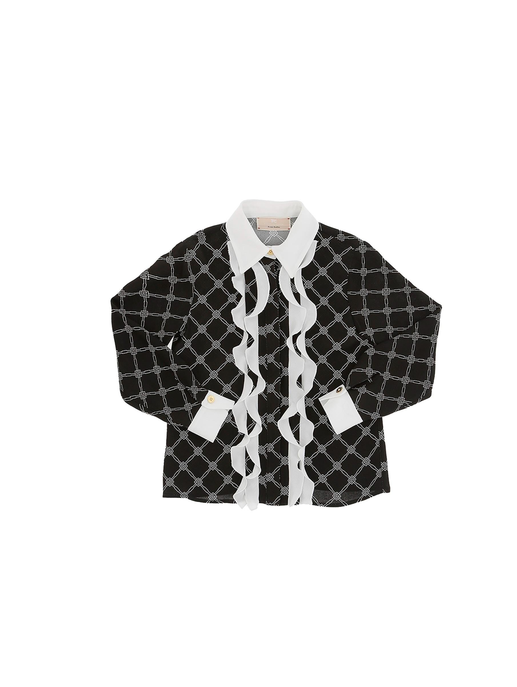 CAMICIA IN GEORGETTE STAMPA LOSANGA CON ROUCHES 