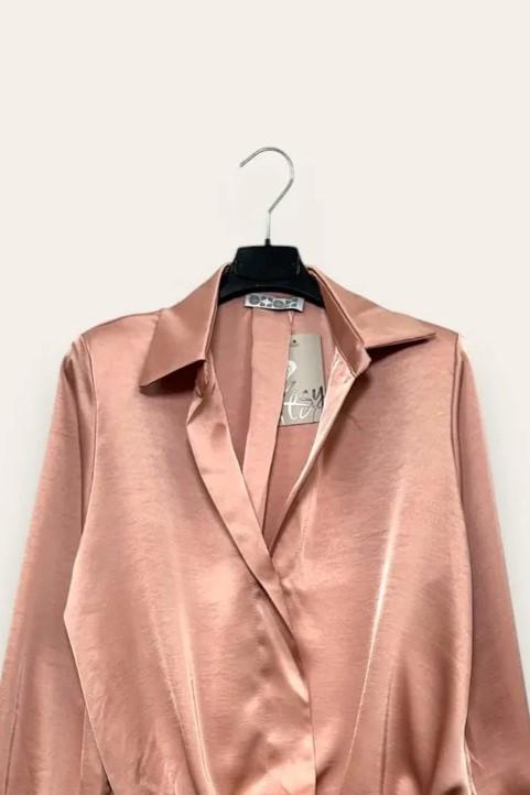 Camicia in raso a portafoglio con elastico al fondo CL-10676-CL-10277/Rosa LOVEme