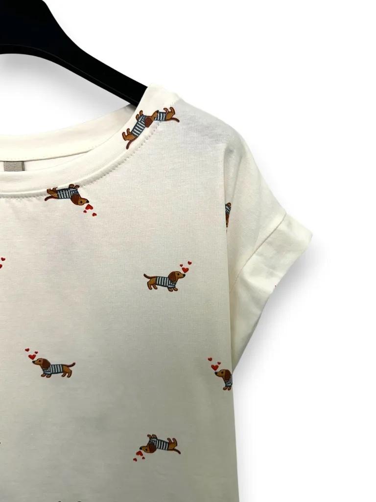 T-shirt a scatola fantasia bassotto 