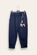 Soft trousers with keychain gadget, elastic waist
