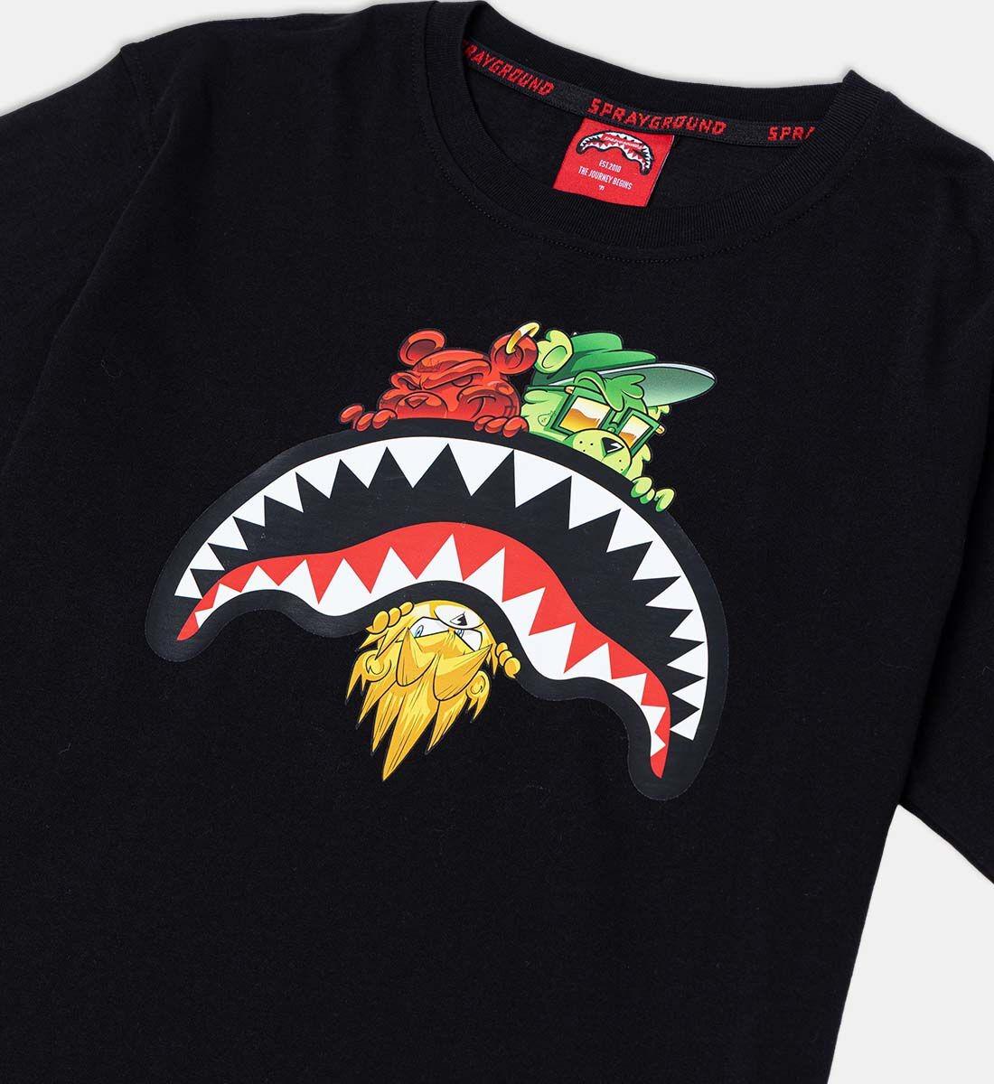 SHARKS IN PARIS CHARACTERS SNEAKIN TSHIRT SPY1343/BLACK SPRAYGROUND