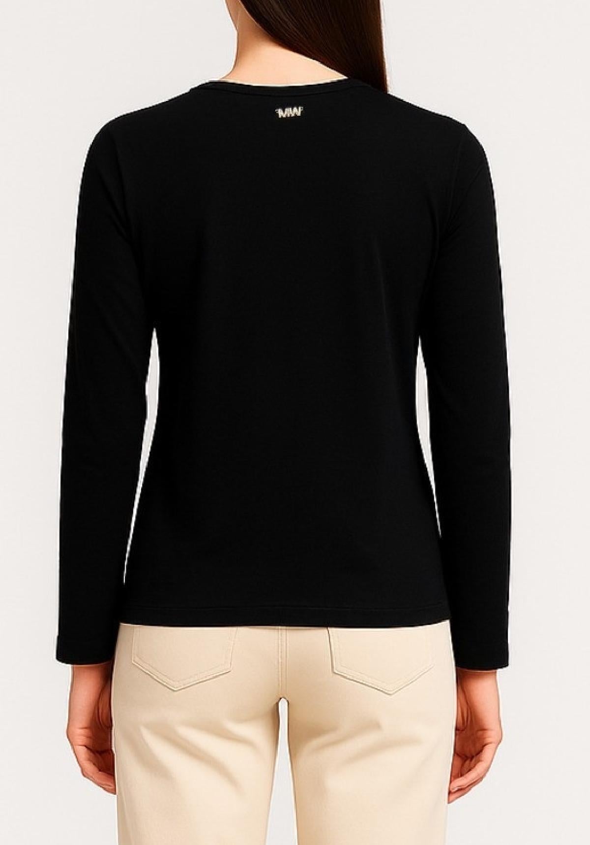 T-SHIRT IN VISCOSA CON SPACCHI MW9610007/NERO MARKUP