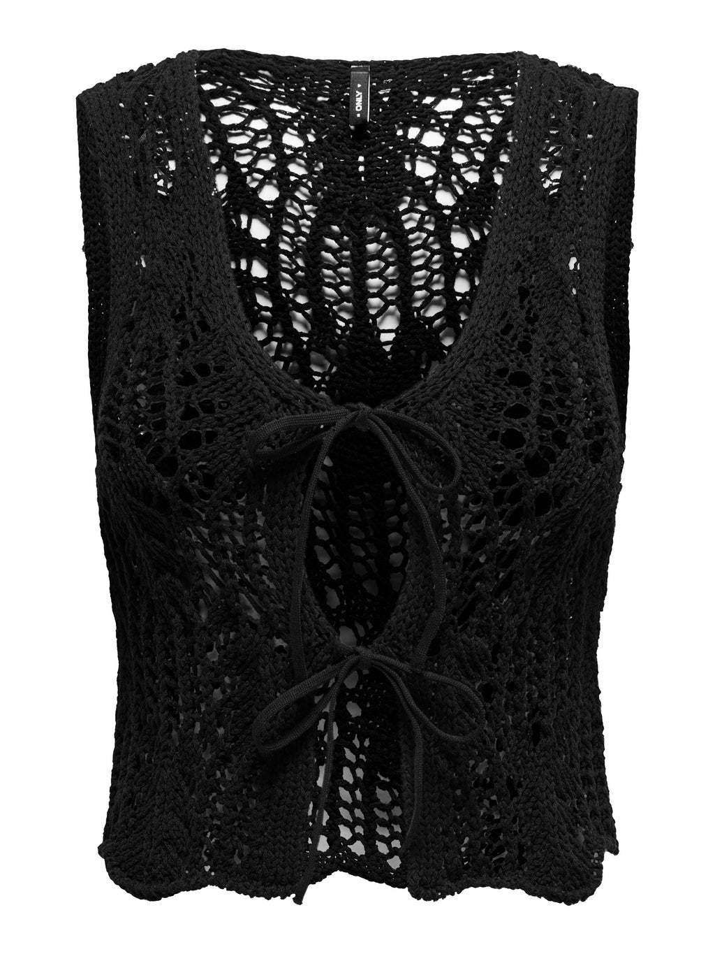 ONLLIZZY LIFE SL CROCHET TIE VEST KNT 15343882/Black ONLY