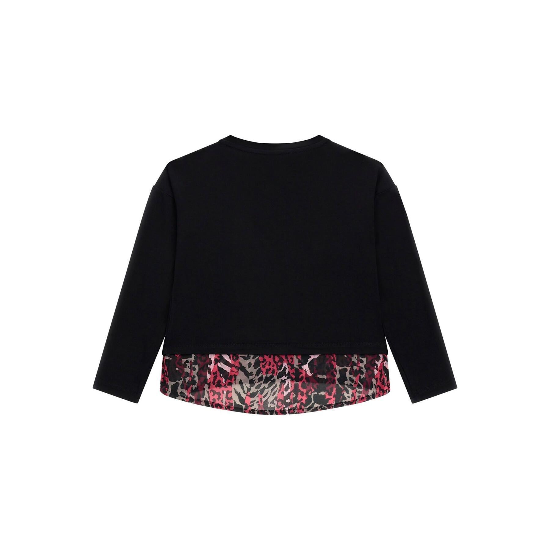 HIGH LOW LS T-SHIRT W/CHIFFON 
