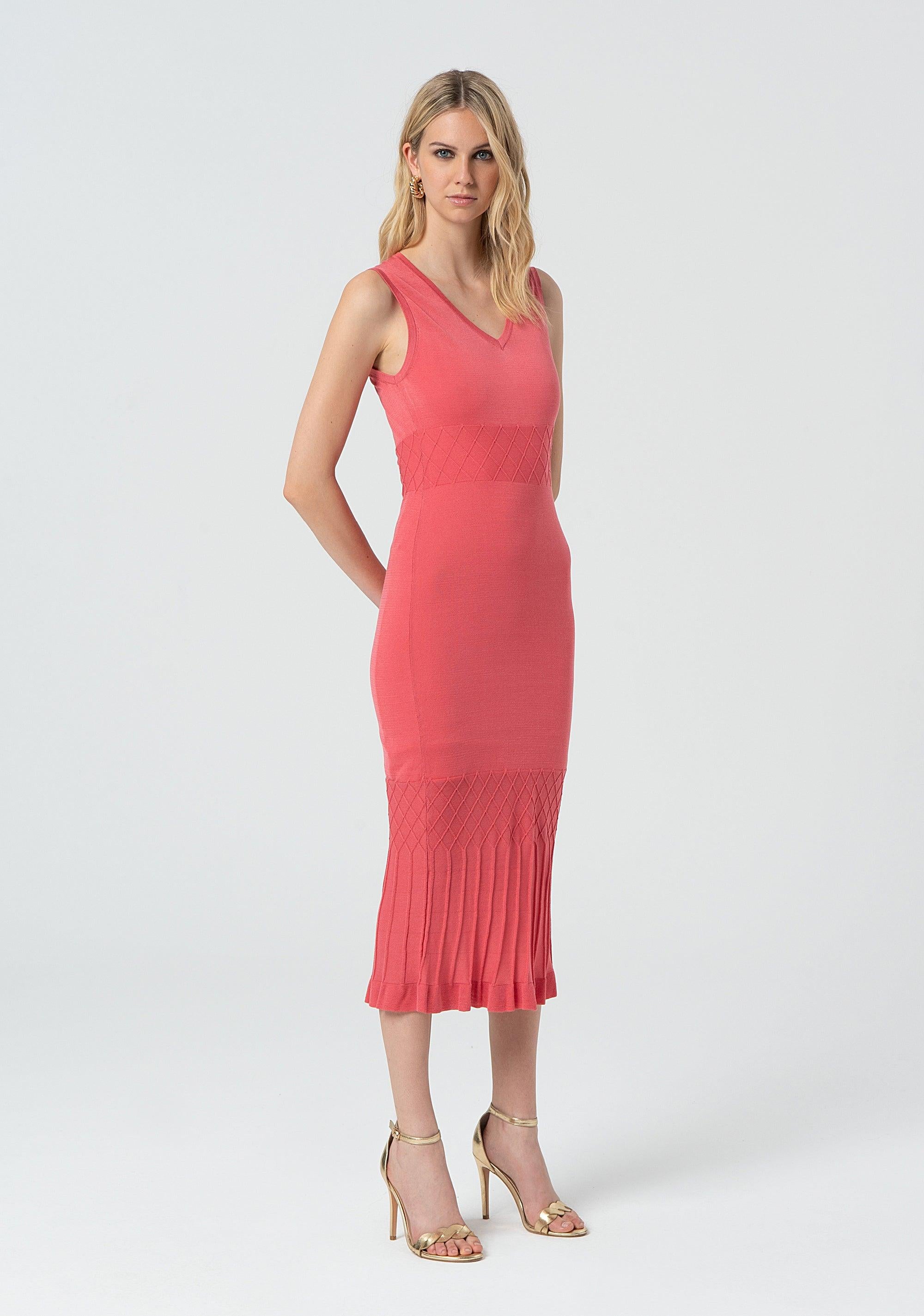 KNITTED DRESS CORAL 