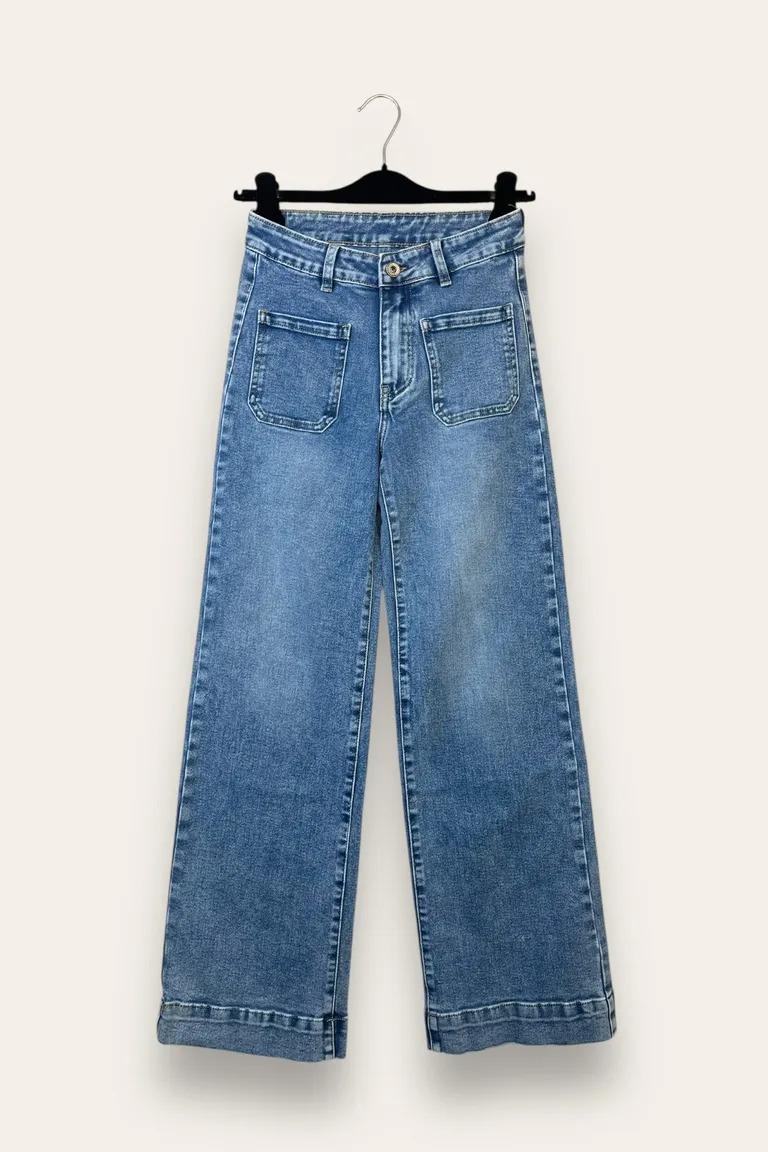 Jeans a palazzo con tasche applicati davanti TD-10697/Blue Jeans Chiaro LOVEme