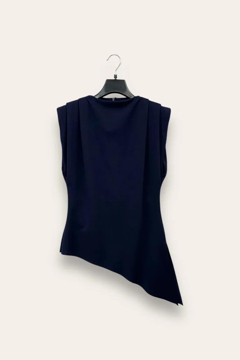 Blusa sagomata asimmetrica in crepe AM-10662-AM-8047/Blu LOVEme