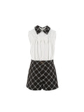 TUTA CON CAMICIA FIOCCO E SHORTS STAMPA LOSANGA 