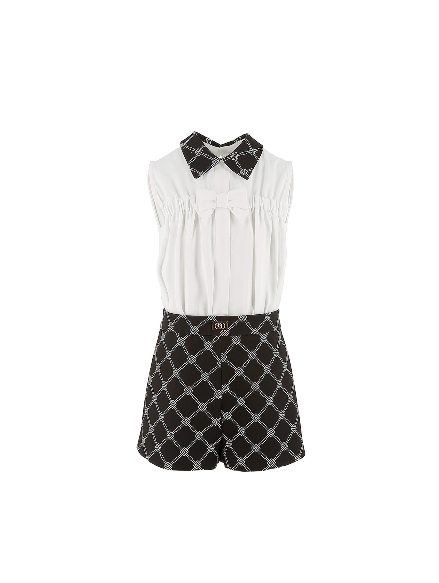 TUTA CON CAMICIA FIOCCO E SHORTS STAMPA LOSANGA 