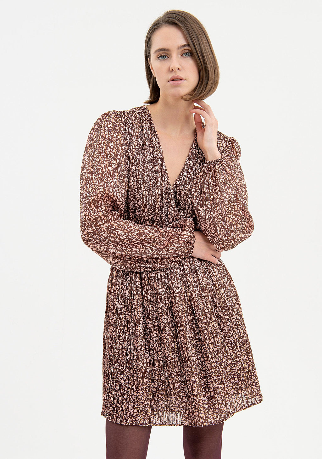 SHORT DRESS PRINT BROWNPOWDER 