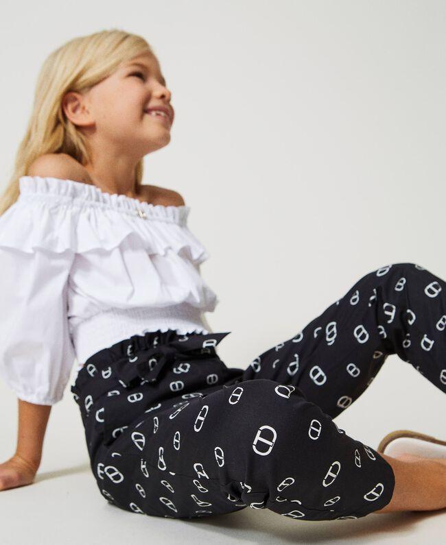 PANTALONE SLOUCKY IN POPELINE ST. "OVAL T" ALLOVER 