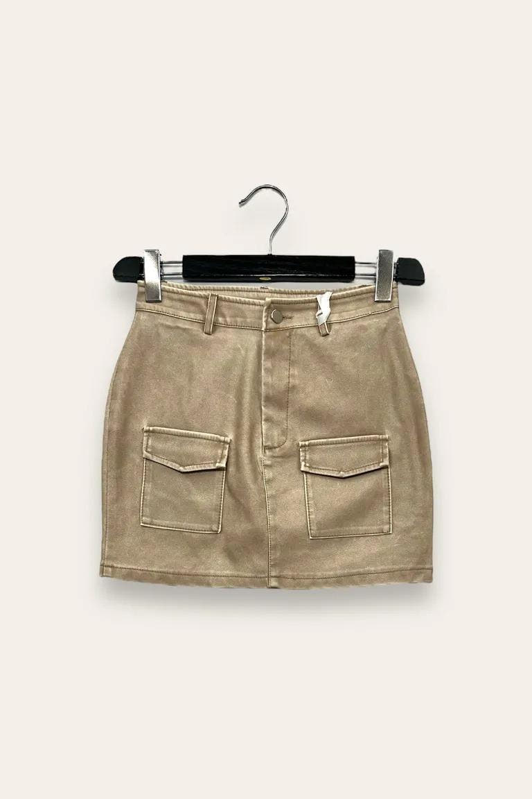 Minigonna in ecopelle YY-10718/Beige LOVEme