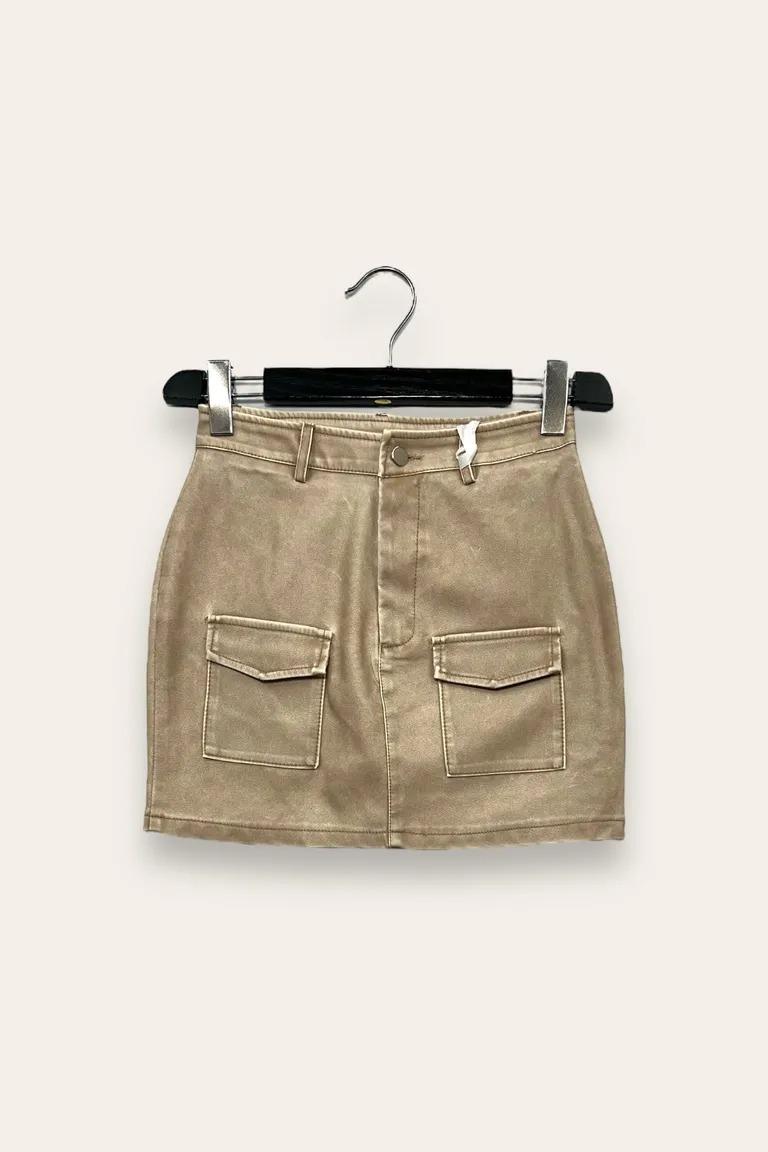 Minigonna in ecopelle YY-10718/Beige LOVEme