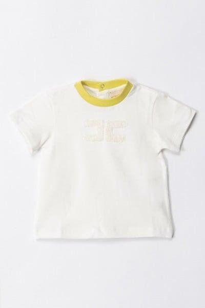 T-SHIRT CON COSTINA E RICAMO LOGO CEDRO/AVORIO 