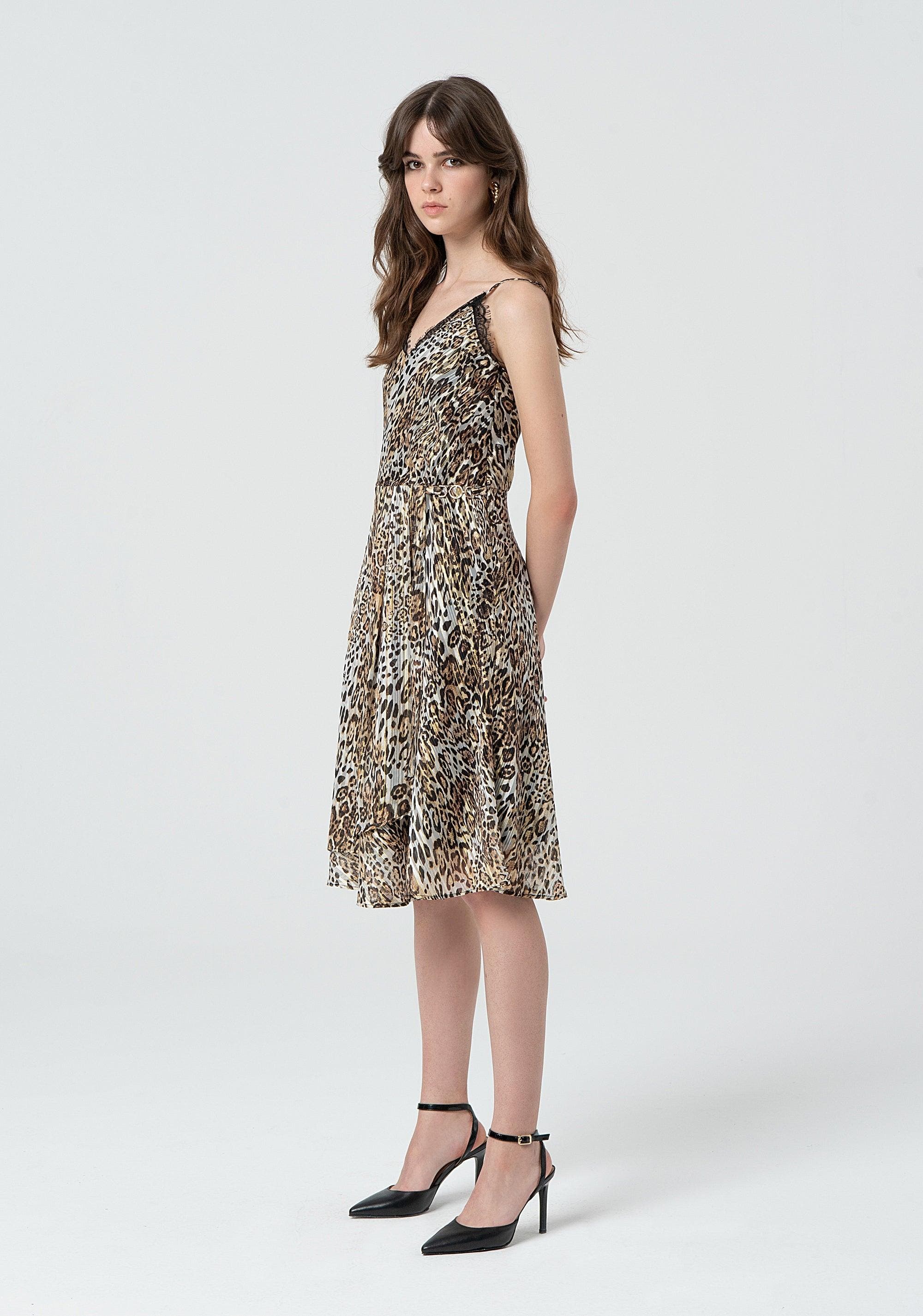 PRINTED TANK DRESS SANDBLACK 