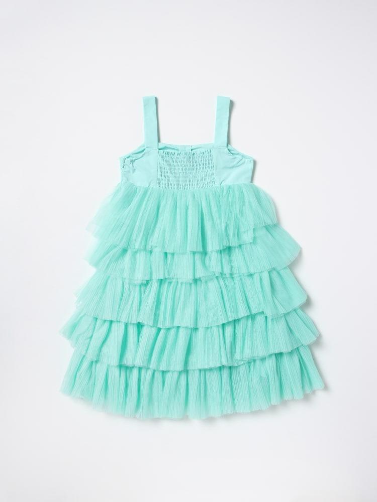 ABITO CORTO A BALZE IN TULLE CON CORPINO IN TAF 