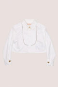 CAMICIA CON PLASTRON E APPLICAZIONE STRASS CA248 BIANCO OTTICO 