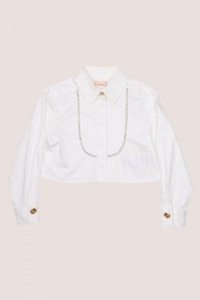 CAMICIA CON PLASTRON E APPLICAZIONE STRASS CA248 BIANCO OTTICO 