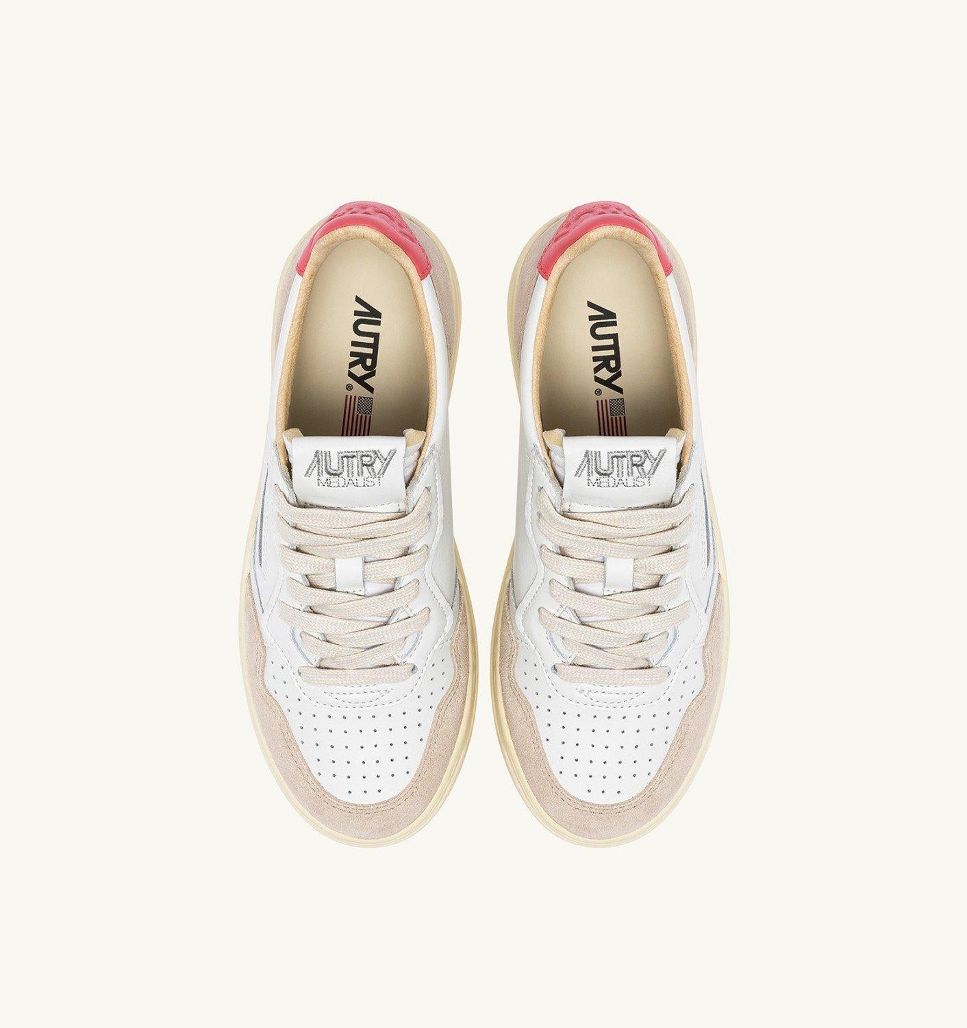 Autry Women's 01 Medalist Low Suede AULW-LS78/WHITE-TEAROSE AUTRY