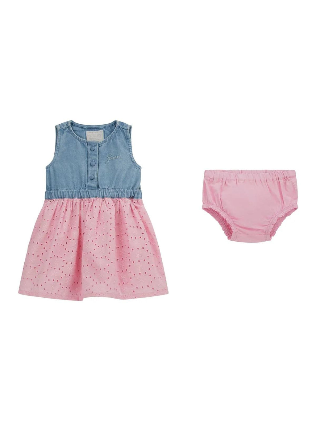 SET MIXED FABRIC DRESS+PANTIE 