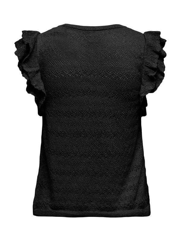 ONLAGA SL GLITTER O-NECK TOP KNT 15344402/Black ONLY