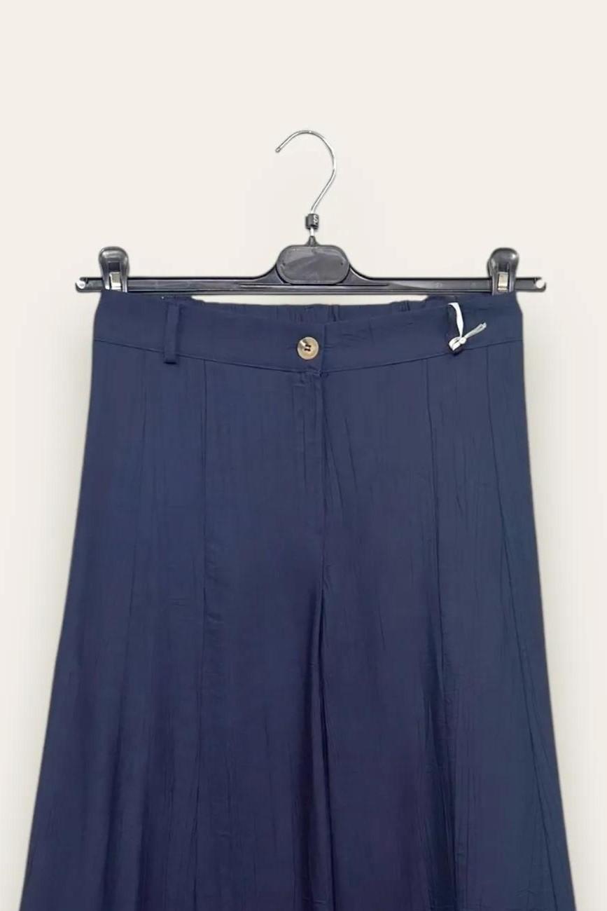 Pantalone a palazzo in viscosa goffrata 