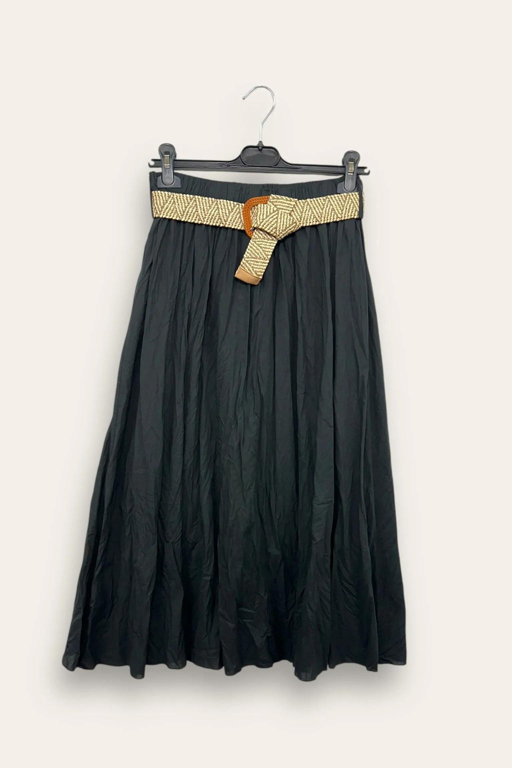 Gonna in cotone stroppicciata CH-12875/Nero LOVEme