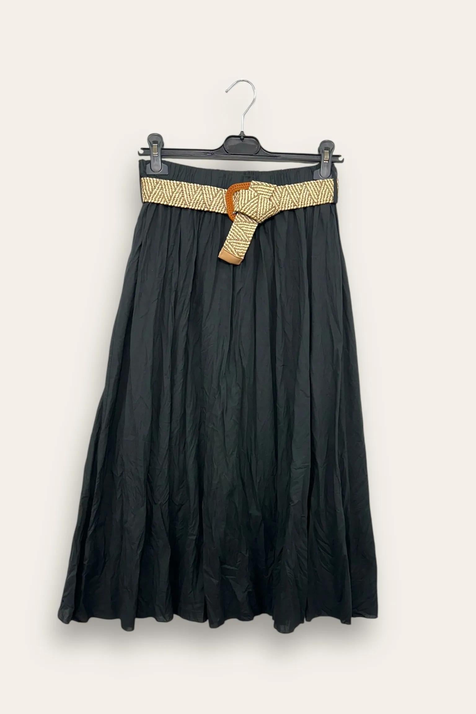 Gonna in cotone stroppicciata CH-12875/Nero LOVEme