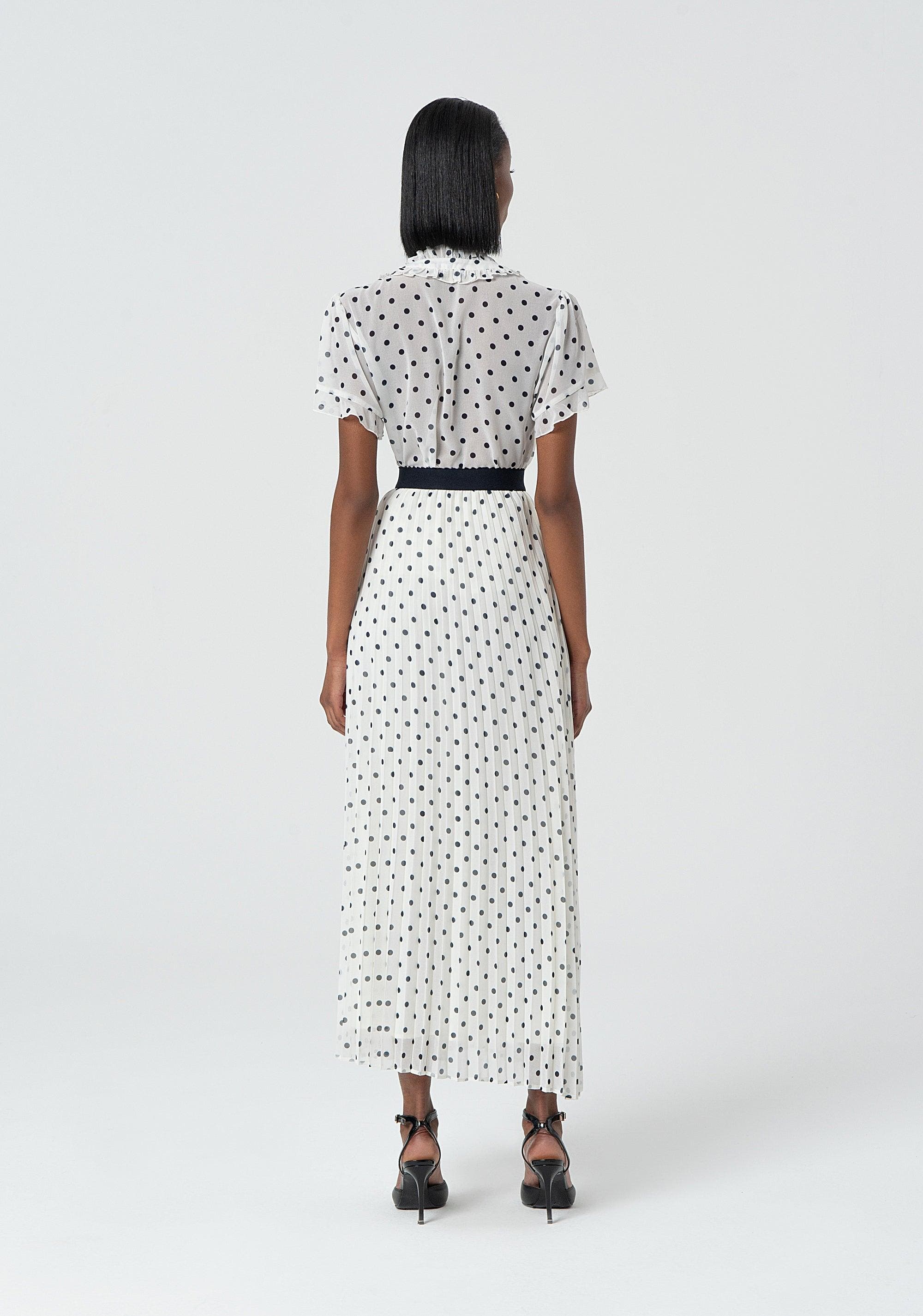 MAXI PRINTED PLISSE' SKIRT CREAMBLU 