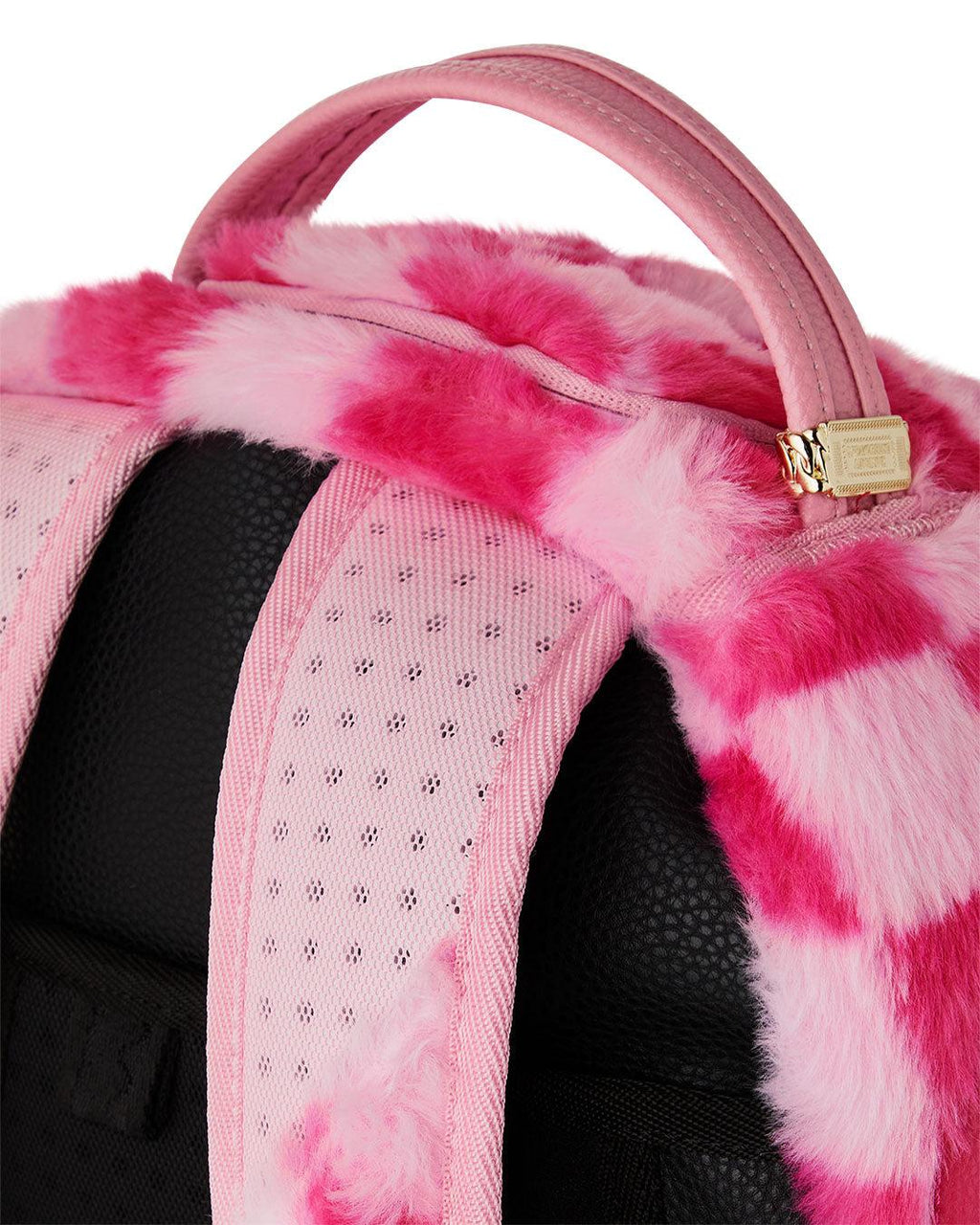 PINK FUR CHECK BACKPACK 