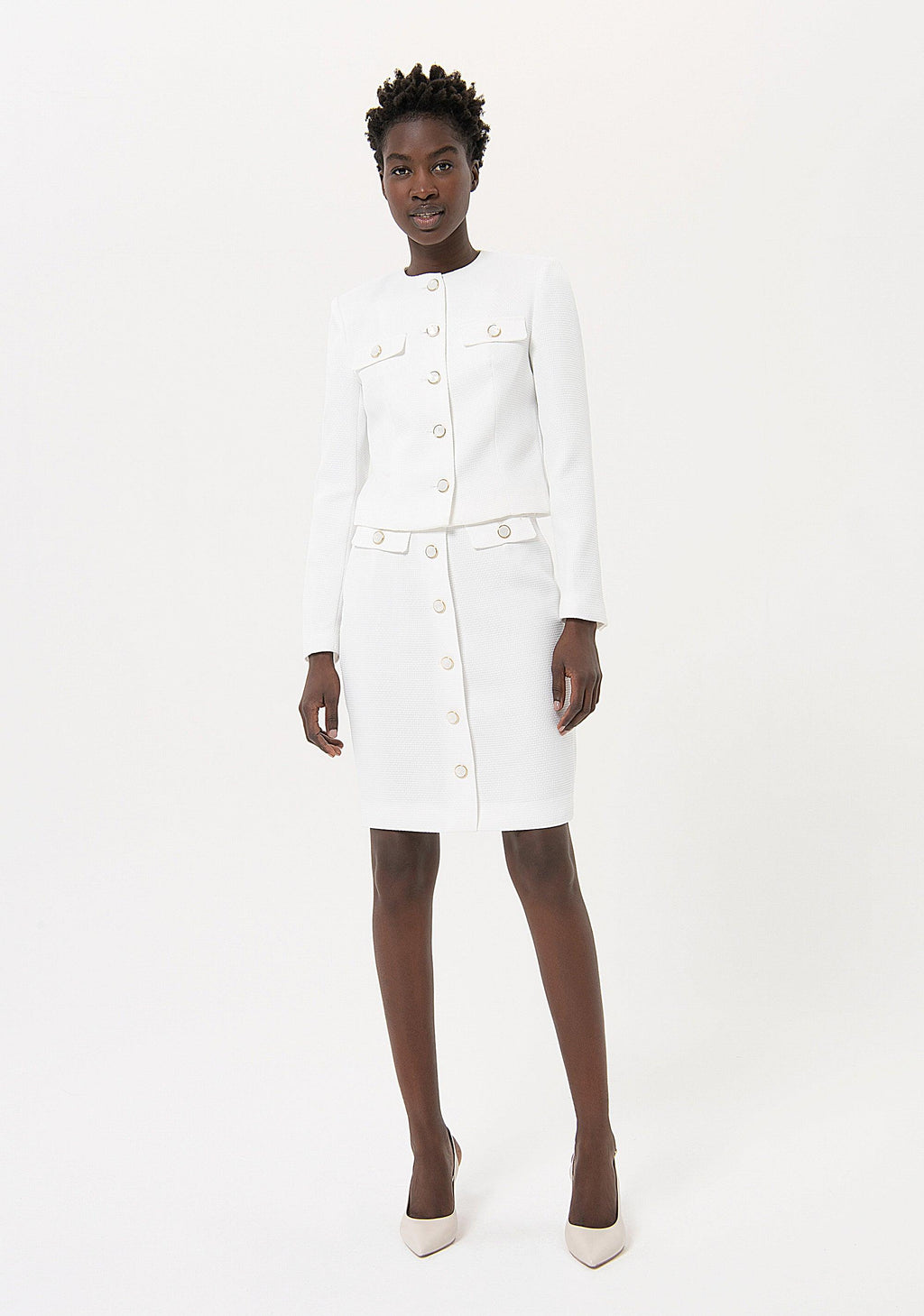 PENCIL MIDI SKIRT WHITE 